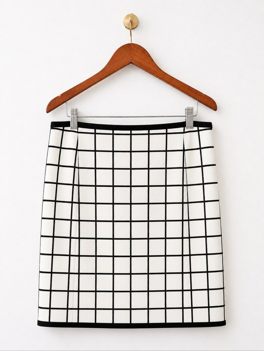 Banana Republic | Black & White Windowpane Grid Print Lined Skirt Size 14 - Picture 7 of 9